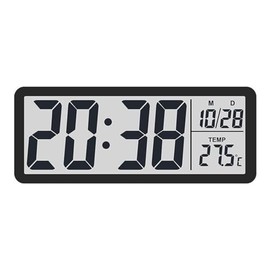 Nhemeylp Digital Clock, Digital Wall Clock with Big Digits, LED Display Desk Clock, Large Digital Clock for Living Room Bedroom Office School Garage Warehouse (Black)