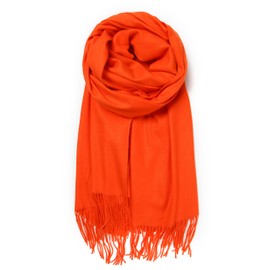 Cindy & Wendy Women's Pashmina Shawl Wrap for Evening Dress Bridesmaid Wedding Bridal Winter Warm Large Soft scarf (Orange Red)