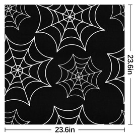 QsirBC Black Background Spider Web Square Silk Scarf, Summer Head Scarf, Hair Scarf for Women Soft Smoothness for Travel Yoga Handkerchief Shawl Sunscreen Gift 23.6× 23.6 Inches