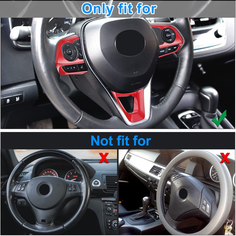 X AUTOHAUX 3 Pcs ABS Plastic Red Interior Steering Wheel