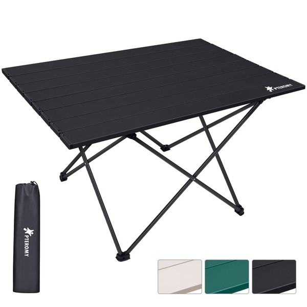 PTEROMY Folding Camping Table with Ultralight Aluminum Tabletop, Camping Side