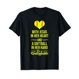 Softball With Jesus In Her Heart Softball Pitcher T-Shirt