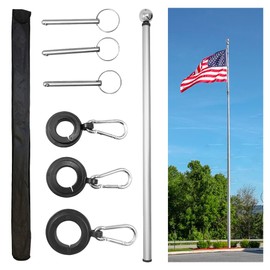 20ft Deluxe Fiberglass Residential Flag Pole - for Multiple Flags & Storage Bag Included