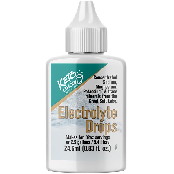 Keto Chow - Electrolyte Hydration Drops - Keto Diets & Intermittent Fasting - Immune Support - Gluten & Sugar Free - Paleo - Sodium, Magnesium, Potassium & Trace Minerals - Unflavored - .83 fl oz