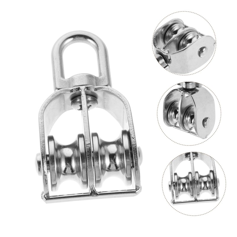 Kisangel Stainless Steel Dual Pulley Wheel Durable Swivel Gym Pulley