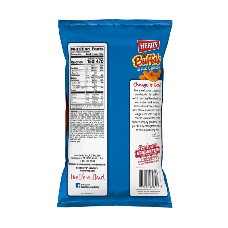 Herr's 🔵 New Herr’s BUFFALO Blue Cheese Cheddar Red Pepper