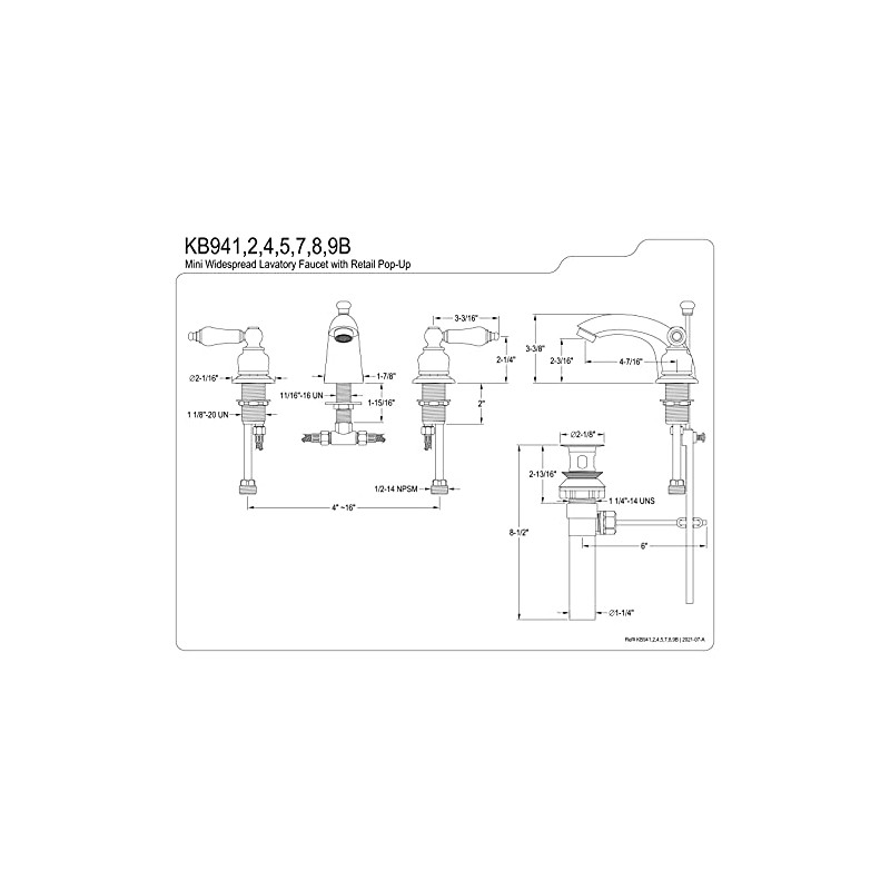 Kingston Brass KB942B Victorian Mini-Widespread Bathroom Faucet, Polished Brass, 4.5