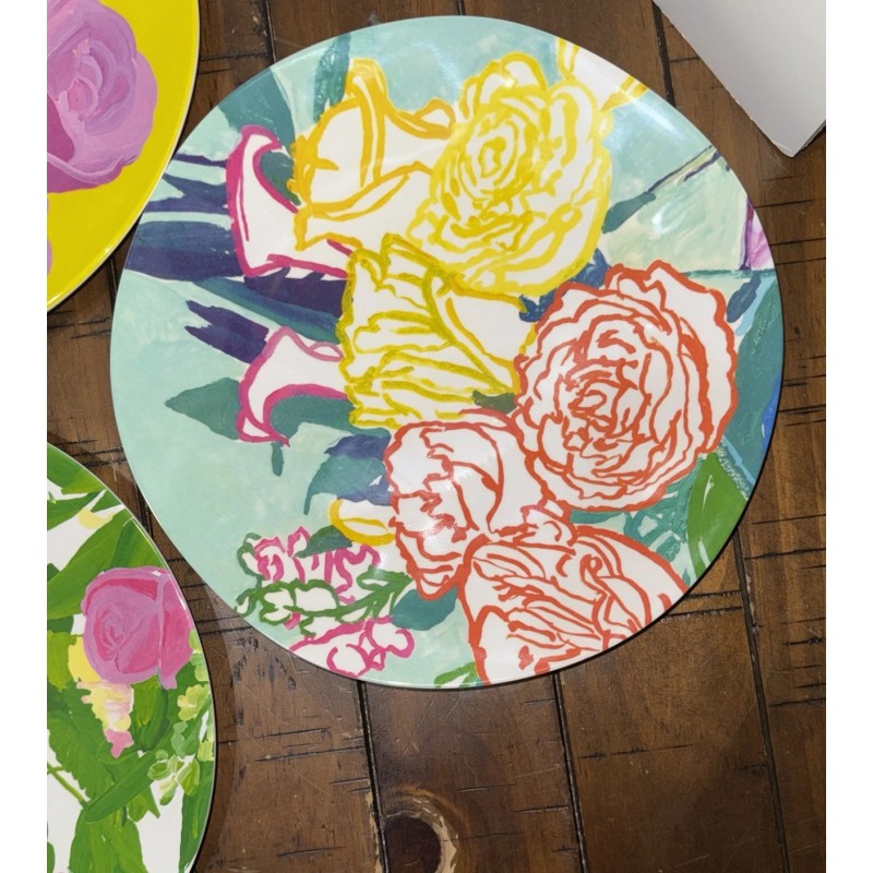 Anthropologie Paint + Petals Bridgette Thornton Melamine 5 Floral Dinner
