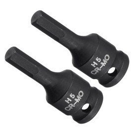 CoCud Impact Hex Bit Socket, 5mm 1/4" Square Drive 35mm Length, CR-MO Chamfer Design Pin Hole Metric Hex Socket - (Applications: for Impact Wrench Home Improvement), 2-Pieces