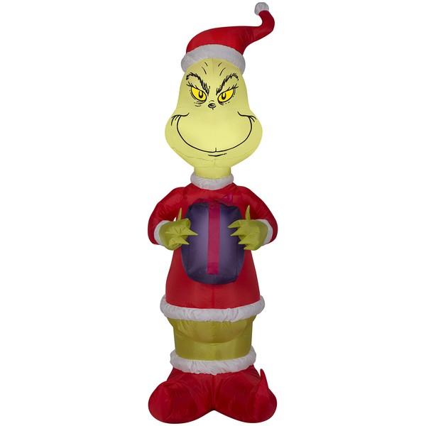 Gemmy 81246 Airblown Grinch with Present Christmas Inflatable 4 FT TALL