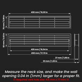 Repa Market 18" x 4" Inch Black Plastic Door Grille - Garage Door Vent - Vent Cover for Interior Doors - Rectangular Air Vent Cover Guard - Universal Furniture Ventilation (17.7" x 3.60" Inch)