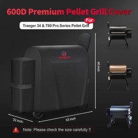 Comnova Grill Cover for Traeger Pro 34 & 780 Series - 600D Wood Pellet Smoker Cover for Traeger Waterproof & Heavy Duty, Premium Pellet BBQ Cover for Traeger Pro 34, Pro 780, Texas, Z Grills and More