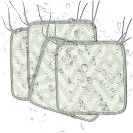 KASENTEX Indoor/Outdoor Mesh Mat Seat Cushion with Ties, Lightweight Water Resistant Chair Cushion for Indoors, Outdoors, Patio, and Home: 16x16in, Green Set of 4