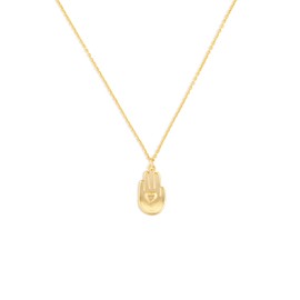 DEMDACO Women's Everyday Fashion Pendant Necklace 16 Inch Gold Hand and Heart Charm