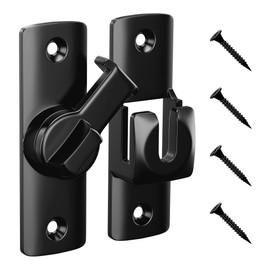 MaozyHomie Flip Door Latch, 90/180 Degree Barn Door Latch, Black Right Angle Door Lock Latch, Flip Gate Latches Hardware, Sliding Door Latch Lock for Cabinets, Bathroom, Barn Door, 1 Pack