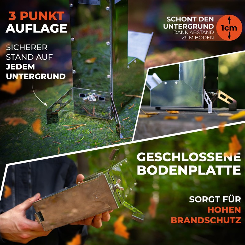 MountainMaverick® Rocket Stove, Easy Assembly, ConvectionAirflowTechnology, Compact, includes Carry Bag,