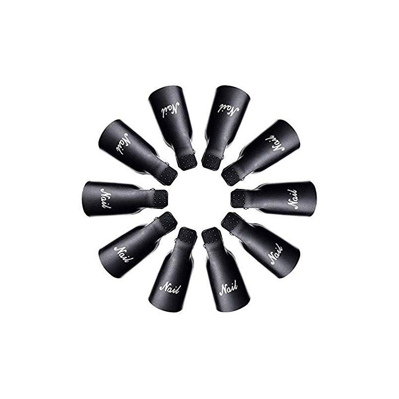 HiMo 10PC Plastic Acrylic Nail Art Soak Off Cap Clip