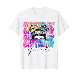 Tie Dye Birthday Girl Colorful Bday Party for Women Girls T-Shirt