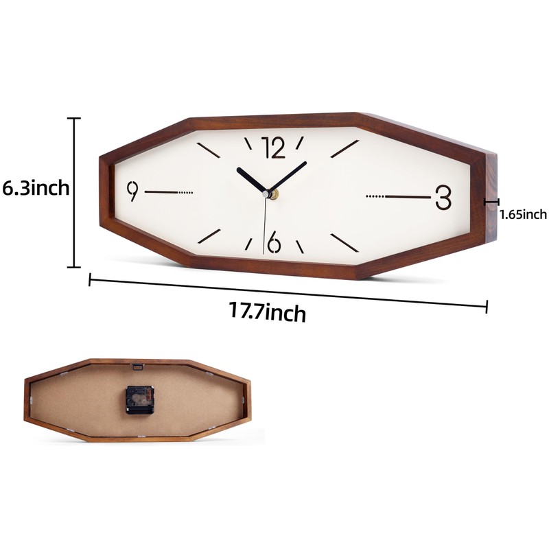 DaguyS Wooden Retro Wall Clocks, 18 Inches Square Clocks Rectangular