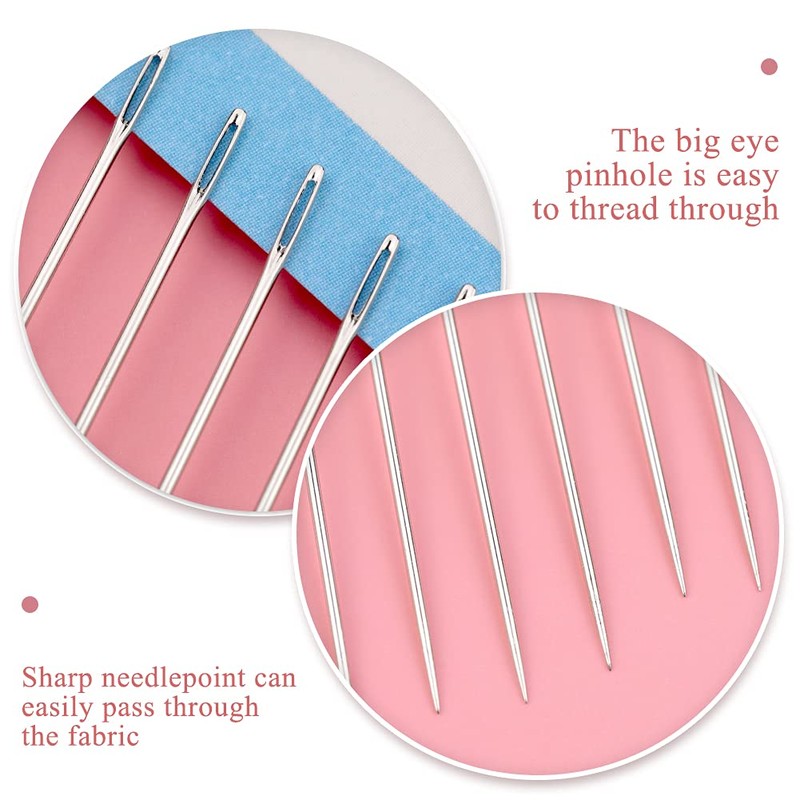 36 Pcs Large Eye Sewing Needles, 6 Sizes Large Eye