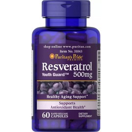 Puritans Pride Resveratrol 500mg 60 tablets, 1 unit / 퓨리탄 프라이드 레스베라트롤 Puritans Pride Resveratrol 500mg 60정, 1개