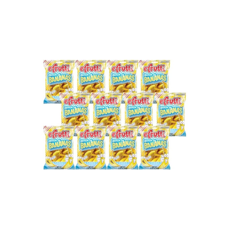 eFrutti Gummi Candy 3.5oz Bags (Bunch of Bananas), 12-Pack