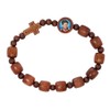 Carlo Acutis Stretch Rosary Bracelet, 9mm Brown Wood Beads, Photo