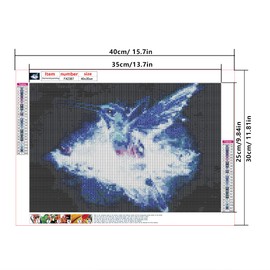 DCIDBEI 40 x 30 cm 5D Diamond Painting Bird Diamond Embroidery Puzzle Beads Square Adult Painting Numbers Mosaic Children's Wall Decoration Blue Hummingbird