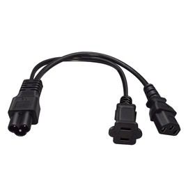 Strhowill IEC320 C6 to C13+1-15R Extension Power Cable Y Splitter Adapter Cord,C6 to C13 AC Power Cable,C6 to 1-15R Household 2-Hole Socket /C13 Jack .1FT/0.3M