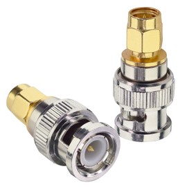 Boobrie SMA to BNC Connector 2 Pieces SMA Male to BNC Male Coaxial Connector BNC to SMA Connector for RF Antennas, WiFi Devices, WiFi, Ham or Handheld Radios, Scanners, SDR