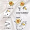 Silver Anxiety Rings for Women Sunflower Fidget Ring Mindfulness Ring