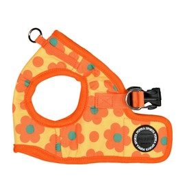 Puppia Bacopas Dog Vest Harness B (Step-in) Fashionable Flower Pattern Spring Summer Harness for Small and Medium Dogs, Orange, Medium