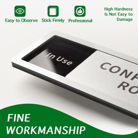 Conference Room Door Sign with Slider, Do Not Disturb Privacy Office Sign, In Use Available Acrylic Sliding Indicator for Business, Light Wood Lightweight 8" x 2.6"