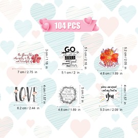 104pcs Bible Verse Stickers, Inspired Christian Stickers Flowers, Plants, Blossoms Stickers for Laptop Scrapbooking Decals Gift Journaling Supplies