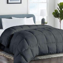 COHOME King Size Comforter - Down Alternative Duvet Insert with Anti-Clump Tech & 8 Tabs, All-Season Reversible Luxury Hotel Bedding - Gifts for Women/Men, Dark Grey 90x102 inches