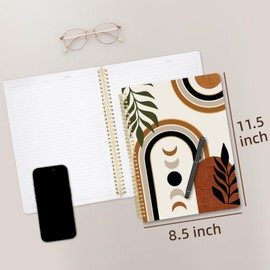 Stanoha Cute Spiral Notebook journal A4 Aesthetic Pretty Design for Women Girls Kawaii with Pocket, 8.5 x 11 inch, Lined, Moon Boho