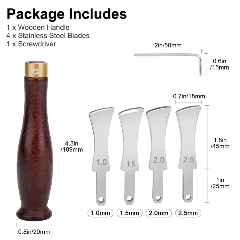 NSIoutlet 6PCS Leather Craft Edge Creaser Tool Kit with Wood