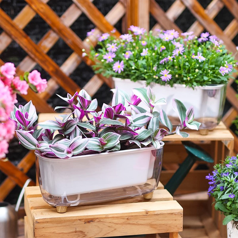 5 Pack Rectangular Planter 11.8 x 4.6 in Self Watering