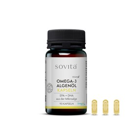 sovita Omega 3 Algae Oil, Vegan Omega 3 Fatty Acids, 90 Capsules