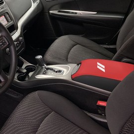 YOFAMO for Dodge Journey 2011-2020 Car Armrest Cover Center Console Pad Covers Scratch Resistance Box Cover Leather Protector Pad Interior Decoration Accessories(Red+Black)