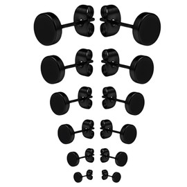 12 Pairs Mens Earrings Studs,Black Stud Earrings for Men Piercing Earring Boys Stainless Steel Earings Hypoallergenic Men's Ear Hoop,Comfortable Small Ears Hoops,for Women (3mm 4mm 5mm 6mm 7mm 8mm)