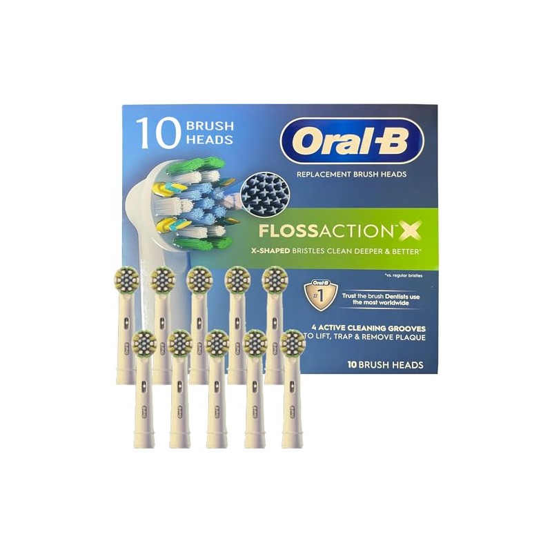 Floss Action Replacement Heads - Electric Toothbrush Heads 10-Count -