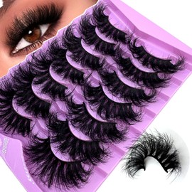 HBZGTLAD Mink Lashes Fluffy False Eyelashes 25mm Dramatic Faux Mink Eyelashes Natural Look Cat Eye Volume Eye Lashes Multipack (LD36)