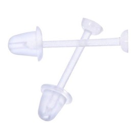 EARRING STUD SETTINGS + EARNUTS 3mm ALLERGY FREE CLEAR PLASTIC