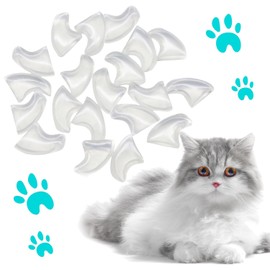 VICTHY 100pcs Cat Nail Caps Clear Cat Claw Covers Kitten Nail Caps with Adhesives and Applicators (L Clear)