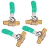 4pcs 1/4in Ball Valve Thicken Double External Thread Brass Drain