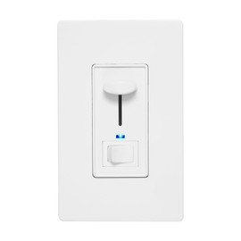 Maxxima Dimmer Electrical Light Switch - Featuring Blue Indicator Light, LED Compatible, 3-Way/Single Pole Use, 600 Watt Max, Dimmable Lamp and Lighting Control, Screwless Wall Plate Included - White
