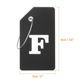MECCANIXITY Silicone Luggage Tags 3.6"x2" Identifier ID Card Holder Labels for Travel Suitcase Bag Initial Letter F, Black, Pack of 2