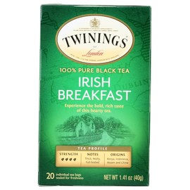 Twinings Irish Breakfast Tea, Tea Bags, 20-Count Boxes (Pack of 6)