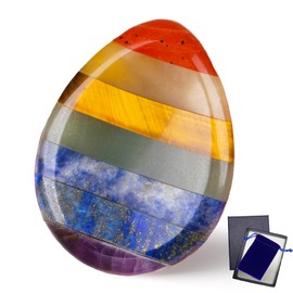 MAIBAOTA Chakra Worry Stone Healing Crystals Anxiety Relief Gifts for Women Meditation Spiritual Polished Pocket Reiki Balancing Energy Massage Gemstones